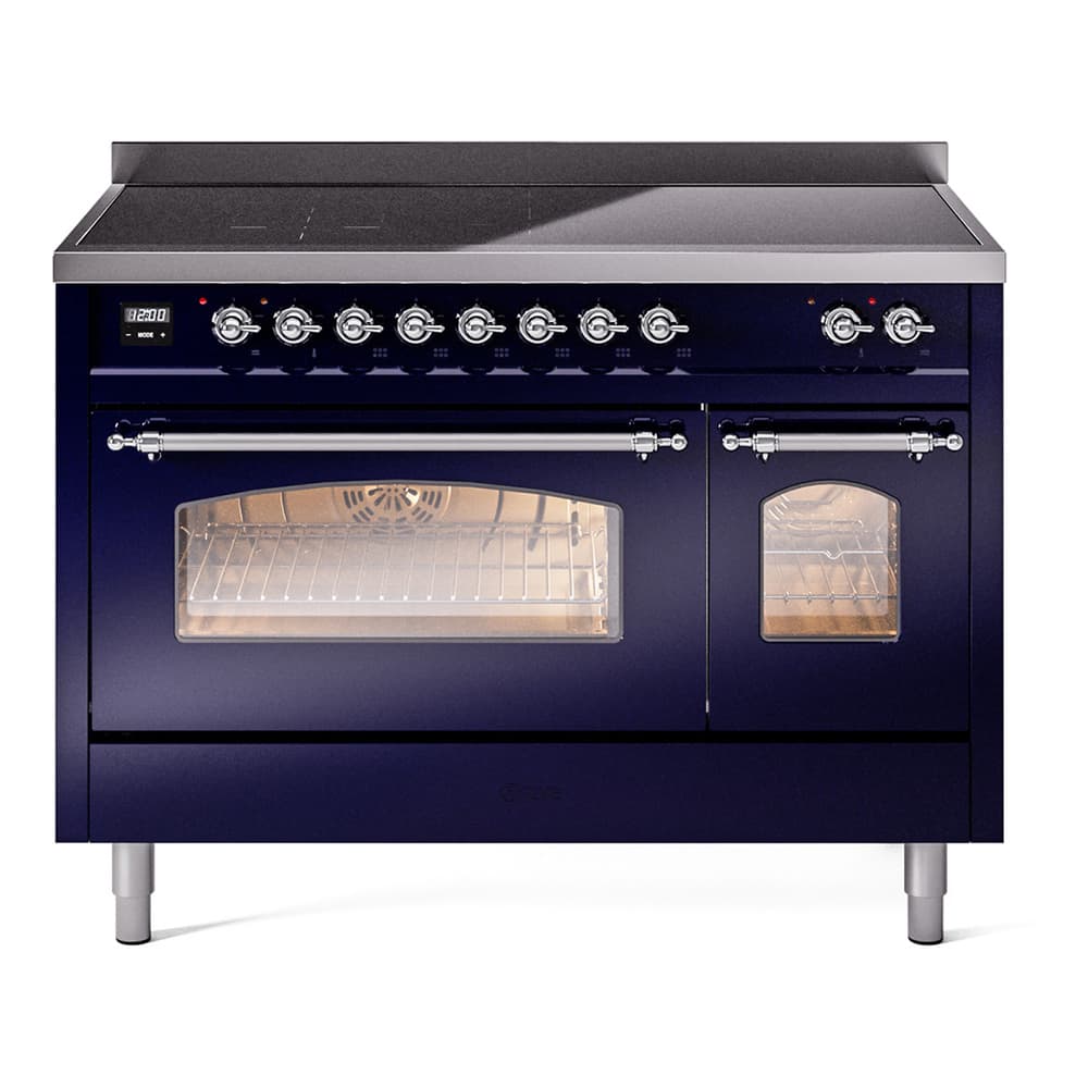 Nostalgie II 48 UPI486NMPMBC Freestanding Electric Range Range with Induction Double Oven with Triple Glass Door with Chrome knobs
