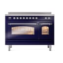 Nostalgie II 48 UPI486NMPMBC Freestanding Electric Range Range with Induction Double Oven with Triple Glass Door with Chrome knobs view 2