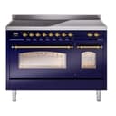 Nostalgie II 48 UPI486NMPMBG Freestanding Electric Range Range with Induction Double Oven with Triple Glass Door with Brass knobs view 1
