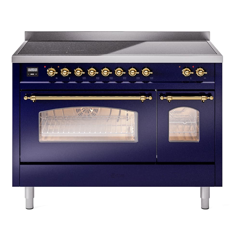 Nostalgie II 48 UPI486NMPMBG Freestanding Electric Range Range with Induction Double Oven with Triple Glass Door with Brass knobs