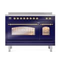 Nostalgie II 48 UPI486NMPMBG Freestanding Electric Range Range with Induction Double Oven with Triple Glass Door with Brass knobs view 2