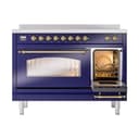 Nostalgie II 48 UPI486NMPMBG Freestanding Electric Range Range with Induction Double Oven with Triple Glass Door with Brass knobs view 5