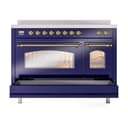 Nostalgie II 48 UPI486NMPMBG Freestanding Electric Range Range with Induction Double Oven with Triple Glass Door with Brass knobs view 6