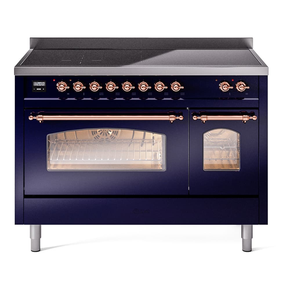 Nostalgie II 48 UPI486NMPMBP Freestanding Electric Range Range with Induction Double Oven with Triple Glass Door with Copper knobs