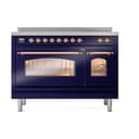 Nostalgie II 48 UPI486NMPMBP Freestanding Electric Range Range with Induction Double Oven with Triple Glass Door with Copper knobs view 2