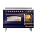 Nostalgie II 48 UPI486NMPMBP Freestanding Electric Range Range with Induction Double Oven with Triple Glass Door with Copper knobs view 5