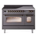 Nostalgie II 48 UPI486NMPMGB Freestanding Electric Range Range with Induction Double Oven with Triple Glass Door with Bronze knobs view 1