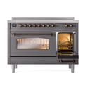 Nostalgie II 48 UPI486NMPMGB Freestanding Electric Range Range with Induction Double Oven with Triple Glass Door with Bronze knobs view 5