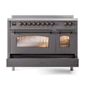 Nostalgie II 48 UPI486NMPMGB Freestanding Electric Range Range with Induction Double Oven with Triple Glass Door with Bronze knobs view 6