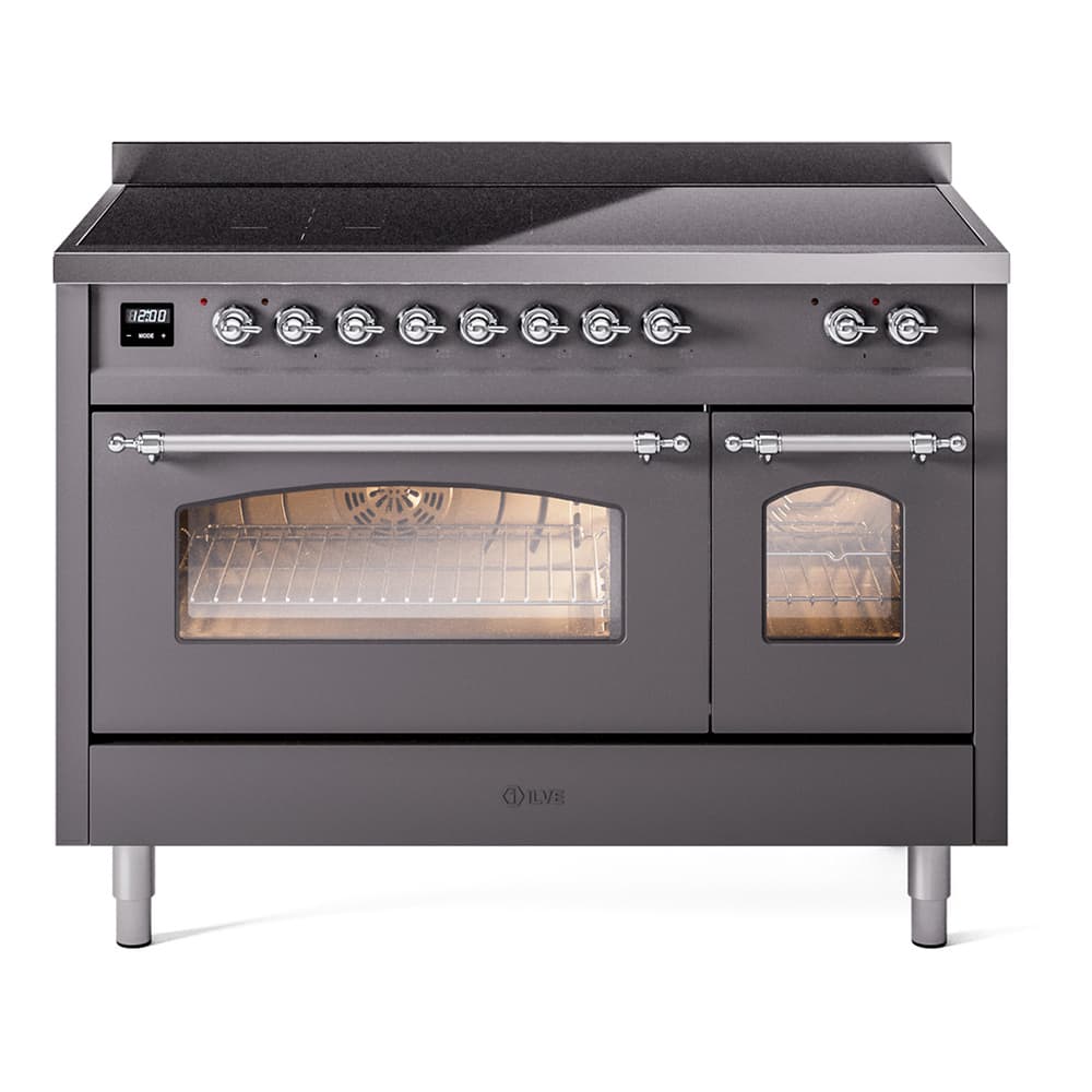 Nostalgie II 48 UPI486NMPMGC Freestanding Electric Range Range with Induction Double Oven with Triple Glass Door with Chrome knobs
