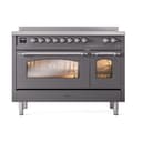 Nostalgie II 48 UPI486NMPMGC Freestanding Electric Range Range with Induction Double Oven with Triple Glass Door with Chrome knobs view 2