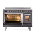 Nostalgie II 48 UPI486NMPMGC Freestanding Electric Range Range with Induction Double Oven with Triple Glass Door with Chrome knobs view 4