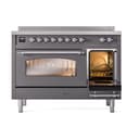 Nostalgie II 48 UPI486NMPMGC Freestanding Electric Range Range with Induction Double Oven with Triple Glass Door with Chrome knobs view 5
