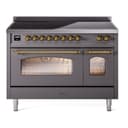 Nostalgie II 48 UPI486NMPMGG Freestanding Electric Range Range with Induction Double Oven with Triple Glass Door with Brass knobs view 1