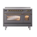 Nostalgie II 48 UPI486NMPMGG Freestanding Electric Range Range with Induction Double Oven with Triple Glass Door with Brass knobs view 2