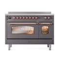 Nostalgie II 48 UPI486NMPMGP Freestanding Electric Range Range with Induction Double Oven with Triple Glass Door with Copper knobs view 2