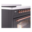 Nostalgie II 48 UPI486NMPMGP Freestanding Electric Range Range with Induction Double Oven with Triple Glass Door with Copper knobs view 7