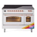 Nostalgie II 48 UPI486NMPRAP Freestanding Electric Range Range with Induction Double Oven with Triple Glass Door with Copper knobs view 1