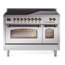 Nostalgie II 48 UPI486NMPSSB Freestanding Electric Range Range with Induction Double Oven with Triple Glass Door with Bronze knobs view 1