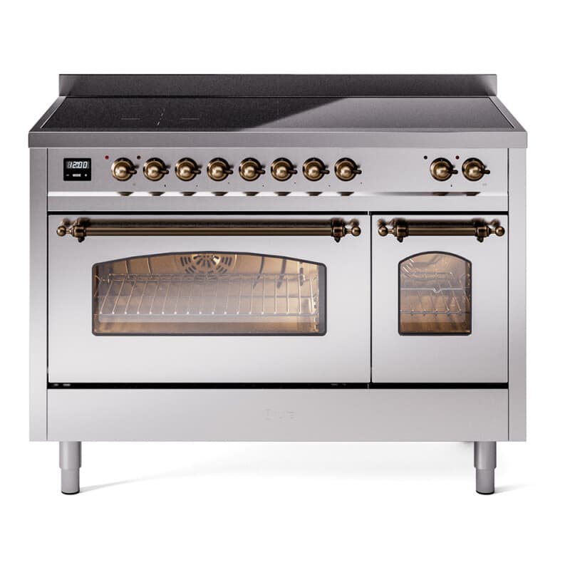 Nostalgie II 48 UPI486NMPSSB Freestanding Electric Range Range with Induction Double Oven with Triple Glass Door with Bronze knobs