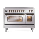 Nostalgie II 48 UPI486NMPSSB Freestanding Electric Range Range with Induction Double Oven with Triple Glass Door with Bronze knobs view 2
