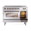 Nostalgie II 48 UPI486NMPSSB Freestanding Electric Range Range with Induction Double Oven with Triple Glass Door with Bronze knobs view 5