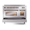 Nostalgie II 48 UPI486NMPSSB Freestanding Electric Range Range with Induction Double Oven with Triple Glass Door with Bronze knobs view 6