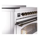 Nostalgie II 48 UPI486NMPSSB Freestanding Electric Range Range with Induction Double Oven with Triple Glass Door with Bronze knobs view 7