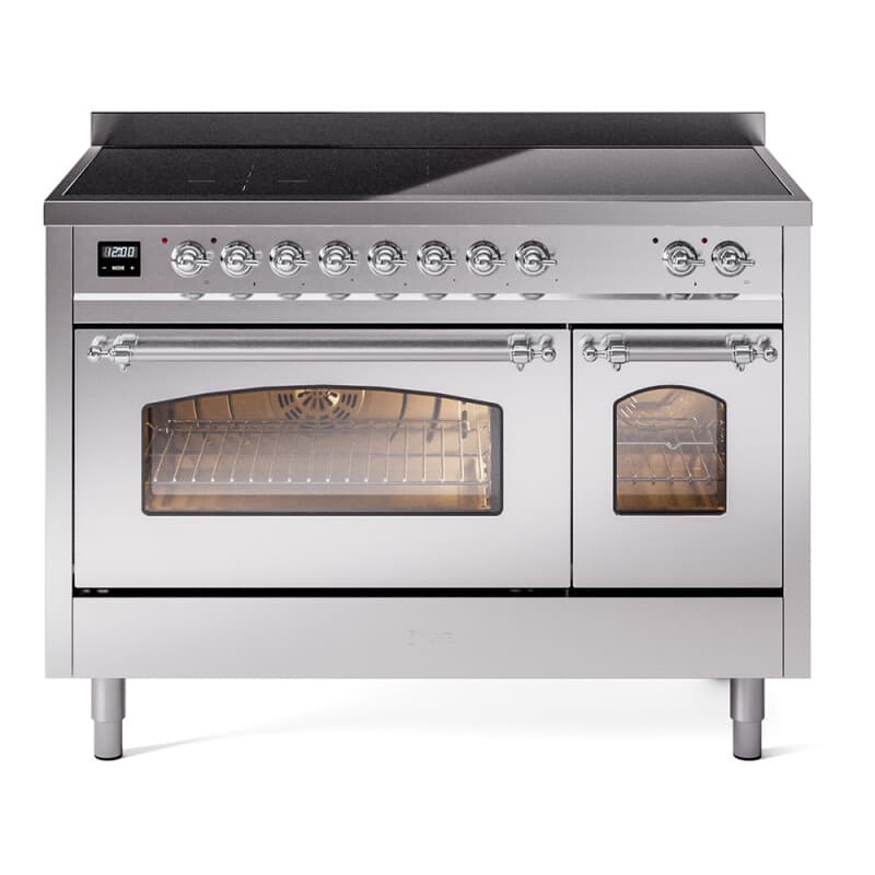 Nostalgie II 48 UPI486NMPSSC Freestanding Electric Range Range with Induction Double Oven with Triple Glass Door with Chrome knobs