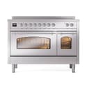 Nostalgie II 48 UPI486NMPSSC Freestanding Electric Range Range with Induction Double Oven with Triple Glass Door with Chrome knobs view 2