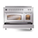 Nostalgie II 48 UPI486NMPSSC Freestanding Electric Range Range with Induction Double Oven with Triple Glass Door with Chrome knobs view 6