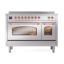 Nostalgie II 48 UPI486NMPSSP Freestanding Electric Range Range with Induction Double Oven with Triple Glass Door with Copper knobs view 2