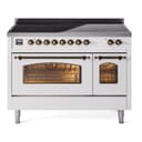 Nostalgie II 48 UPI486NMPWHB Freestanding Electric Range Range with Induction Double Oven with Triple Glass Door with Bronze knobs view 1