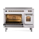 Nostalgie II 48 UPI486NMPWHB Freestanding Electric Range Range with Induction Double Oven with Triple Glass Door with Bronze knobs view 4