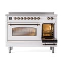 Nostalgie II 48 UPI486NMPWHB Freestanding Electric Range Range with Induction Double Oven with Triple Glass Door with Bronze knobs view 5