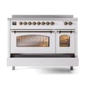 Nostalgie II 48 UPI486NMPWHB Freestanding Electric Range Range with Induction Double Oven with Triple Glass Door with Bronze knobs view 6