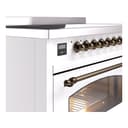 Nostalgie II 48 UPI486NMPWHB Freestanding Electric Range Range with Induction Double Oven with Triple Glass Door with Bronze knobs view 7