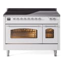 Nostalgie II 48 UPI486NMPWHC Freestanding Electric Range Range with Induction Double Oven with Triple Glass Door with Chrome knobs view 1