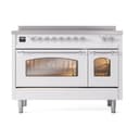 Nostalgie II 48 UPI486NMPWHC Freestanding Electric Range Range with Induction Double Oven with Triple Glass Door with Chrome knobs view 2