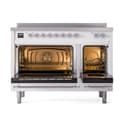 Nostalgie II 48 UPI486NMPWHC Freestanding Electric Range Range with Induction Double Oven with Triple Glass Door with Chrome knobs view 3