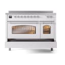 Nostalgie II 48 UPI486NMPWHC Freestanding Electric Range Range with Induction Double Oven with Triple Glass Door with Chrome knobs view 6