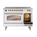 Nostalgie II 48 UPI486NMPWHG Freestanding Electric Range Range with Induction Double Oven with Triple Glass Door with Brass knobs view 5