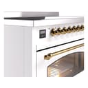 Nostalgie II 48 UPI486NMPWHG Freestanding Electric Range Range with Induction Double Oven with Triple Glass Door with Brass knobs view 7