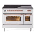 Nostalgie II 48 UPI486NMPWHP Freestanding Electric Range Range with Induction Double Oven with Triple Glass Door with Copper knobs view 1