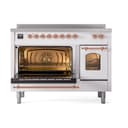 Nostalgie II 48 UPI486NMPWHP Freestanding Electric Range Range with Induction Double Oven with Triple Glass Door with Copper knobs view 4