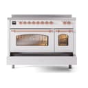 Nostalgie II 48 UPI486NMPWHP Freestanding Electric Range Range with Induction Double Oven with Triple Glass Door with Copper knobs view 6