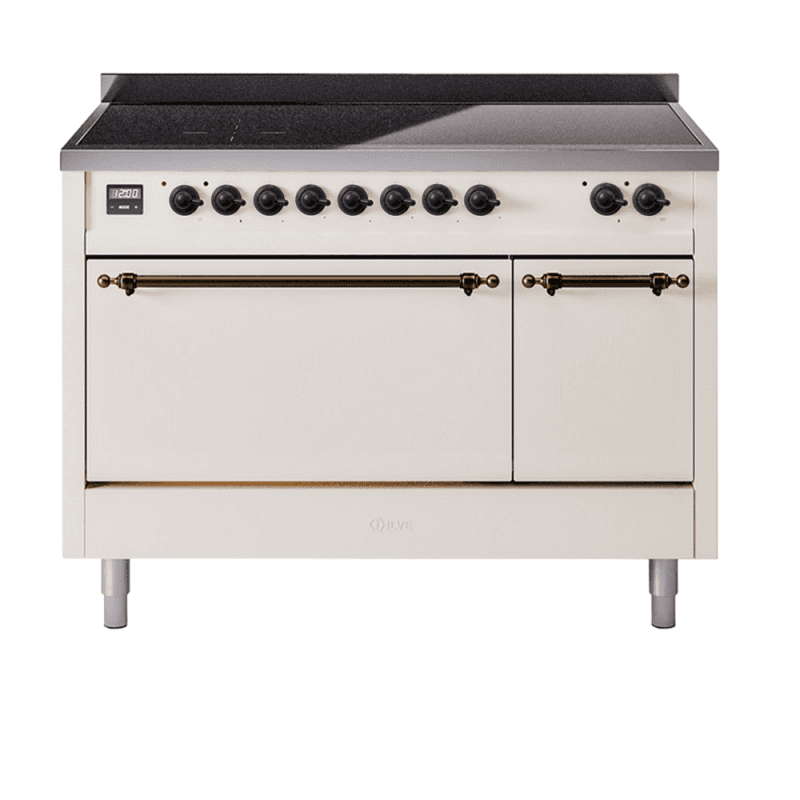 Nostalgie II 48 UPI486QNMPAWB Freestanding Electric Range Range with Induction Double Oven with Solid Door with Bronze knobs