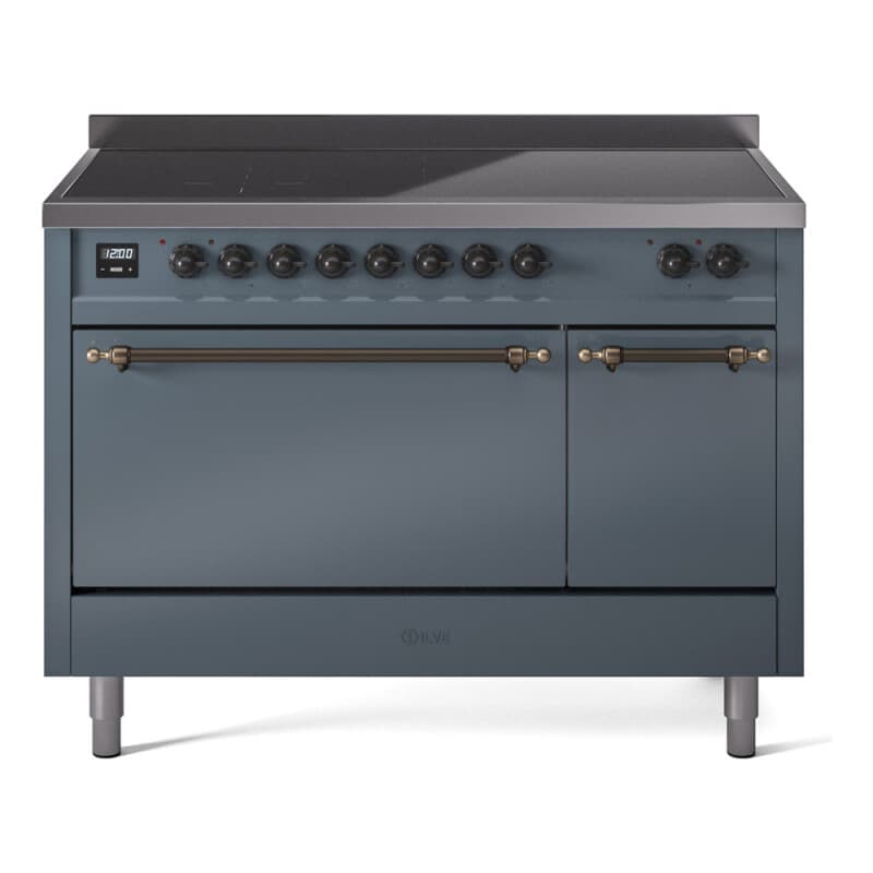 Nostalgie II 48 UPI486QNMPBGB Freestanding Electric Range Range with Induction Double Oven with Solid Door with Bronze knobs