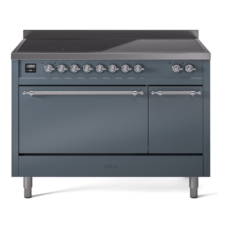 Nostalgie II 48 UPI486QNMPBGC Freestanding Electric Range Range with Induction Double Oven with Solid Door with Chrome knobs
