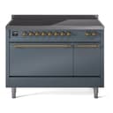 Nostalgie II 48 UPI486QNMPBGG Freestanding Electric Range Range with Induction Double Oven with Solid Door with Brass knobs view 1